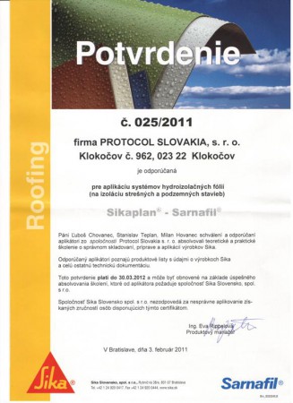 Sika Slovakia - fólie PVC a TPO, strešné aj zemné